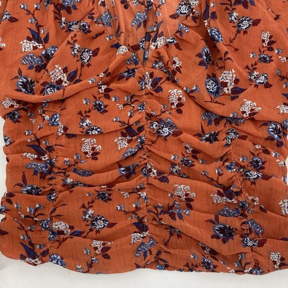 Free People Final Rose Chiffon Long Sleeve Blouse Crop Rust Size M - Picture 6 of 13